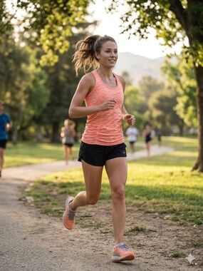 Athleta Fastest Track Orange Striped Workout Tank Sz S